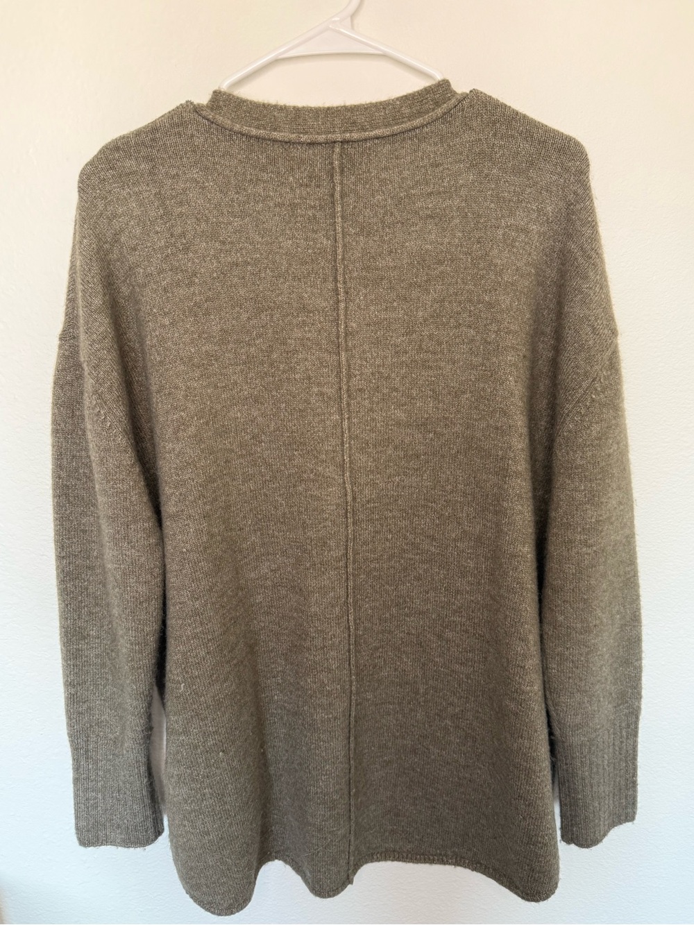 Cozy Olive Green Button-Front Wool Blend Cardigan - Picture 4 of 4